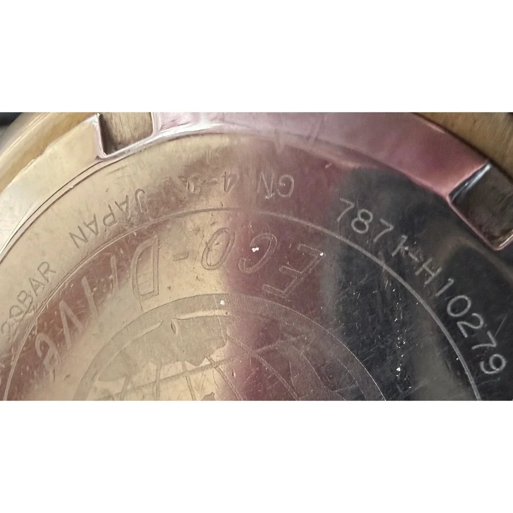Citizen Eco-Drive Solar-Tech 180 Gold Tone WR200 Watch Working New Cell